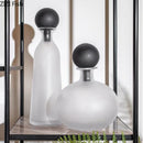 Frosted Glass Vase with Artificial Flowers - Axyaa Aesthetic Decor