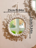 Handwoven Macrame Mirror Wall Hanging by Axyaa - Boho Nordic Decor for Home & Living Spaces