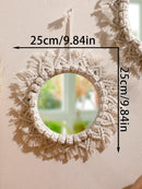 Handwoven Macrame Mirror Wall Hanging by Axyaa - Boho Nordic Decor for Home & Living Spaces