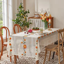 Axyaa Holiday Party Tablecloth Santa Claus Flower Print for New Year Christmas Décor