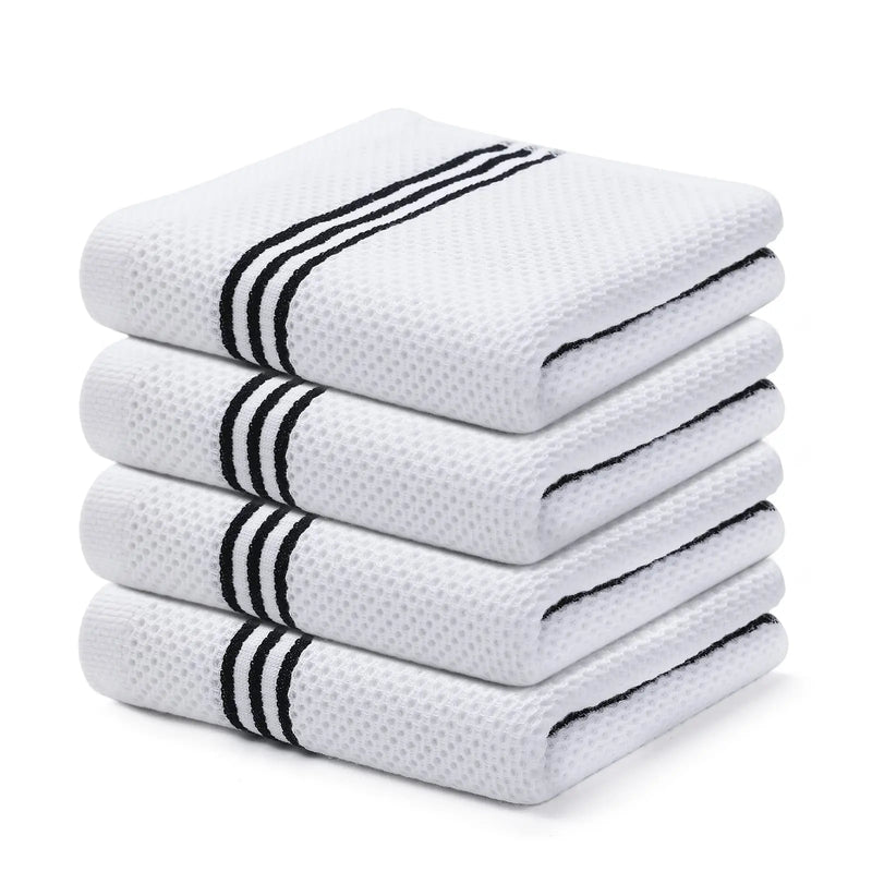 Axyaa Striped Cotton Waffle Kitchen Towels Set