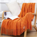 Axyaa Nordic Knit Throw Blanket with Tassel - Soft, Textured, Plaid Design