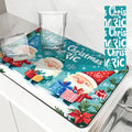 Axyaa Snowflake Fir Kitchen Mat: Absorbent, Antiskid, Quick Drain Pad for Tableware & Dishes