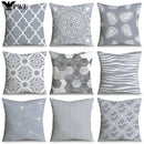 Axyaa Gray Lumbar Pillows - 45X45CM Damask Geometry Floral Stripes Plaids Print
