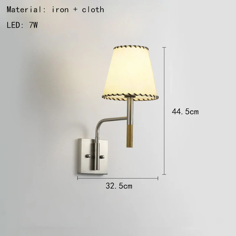 Axyaa White Cloth LED Wall Lamp with Changeable Silver Metal Sconce