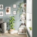 Axyaa Modern 5-Tier Corner Bookshelf Plant Stand & Small Storage Rack