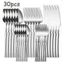 Axyaa Stainless Steel Tableware Set Knife Spork Kitchen Restaurant 20/30pcs Silver