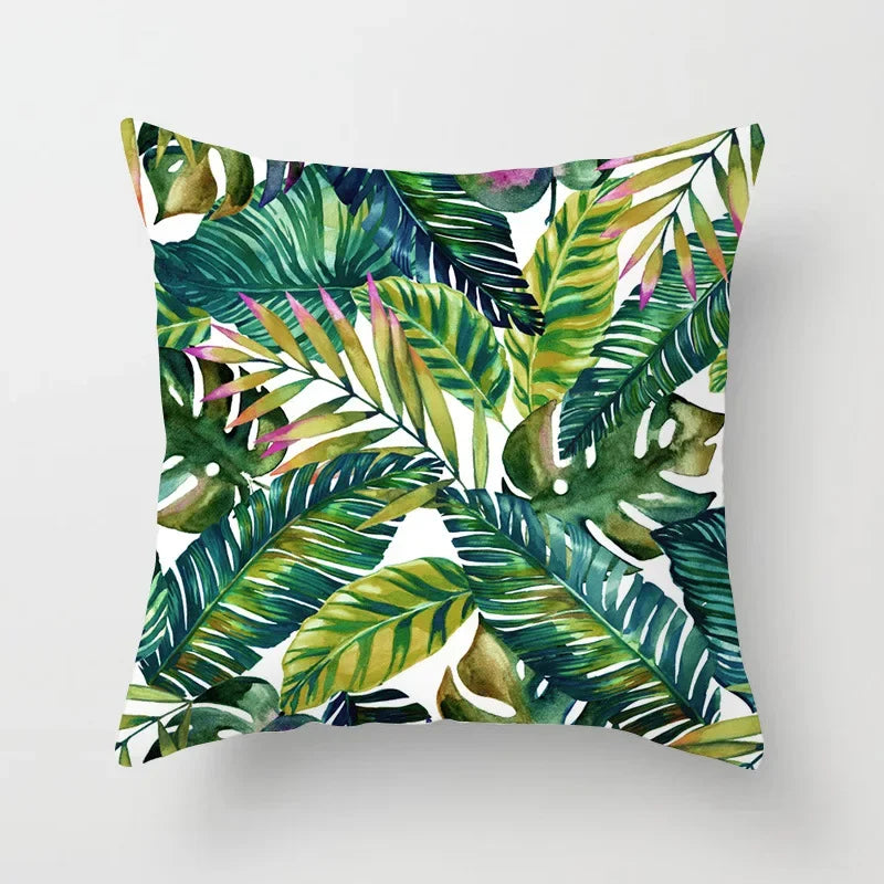 Axyaa Tropical Leaf Cactus Monstera Cushion Cover 45*45cm - Decorative Pillowcase