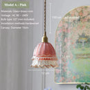 Axyaa Green Glass Shade Chandelier for Bedroom Dining Room Modern Minimalist LED Hanging Lamp