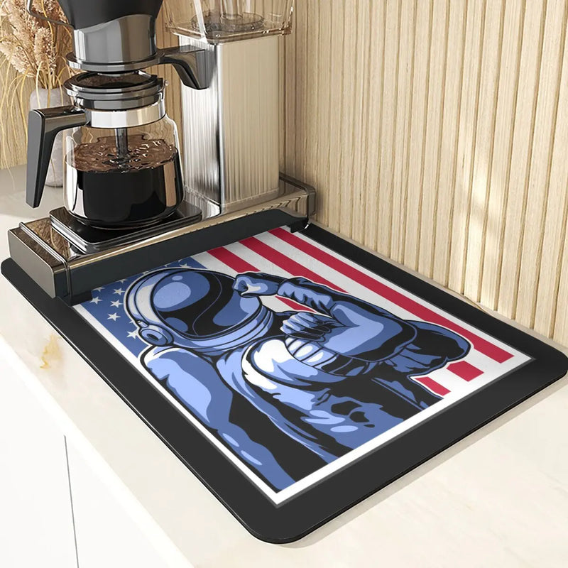 Axyaa Astronaut Silicone Dish Mat - Space Style Diatomaceous Earth Kitchen Accessory