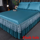 Axyaa Ice Silk Cool Bed Skirt Set - Solid Color, Summer Mat, Machine Washable
