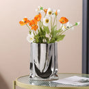 Axyaa Silver Ruffled Flower Vase Porcelain Arrangement Decoration Terrarium Home Décor