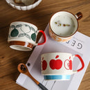 Axya Retro Japanese Flower Ceramic Coffee Mug Set 300ml