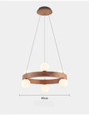 Axyaa Modern Walnut Chandelier LED Pendant Light for Home Décor