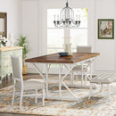 Axyaa Rustic Wood Dining Table, 70.8-Inch Rectangular Kitchen Table for 6, Metal Legs