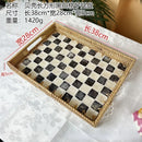 Axyaa Rattan Shell Checkerboard Tray: Creative and Natural Home Organizer