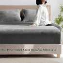 Axyaa Velvet Fitted Bed Sheet - Anti-Slip Mattress Cover Single King Queen Size