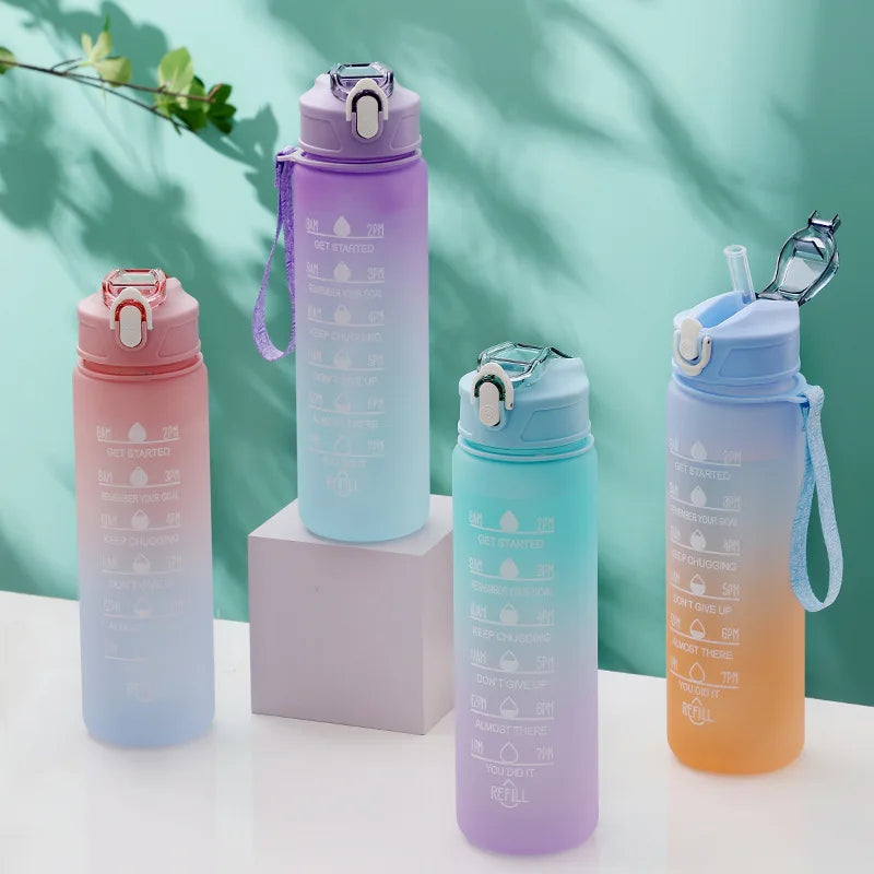 Axyaa Gradient Color Three-Piece Set Straw Sports Water Cup