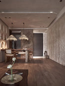 Axyaa Hand-Woven Rattan Chandelier Circular Bamboo Light for Countryside Restaurant