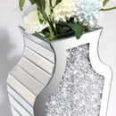 Axyaa Crushed Diamond Mirrored Vase 27" Tall, Crystal Silver Luxury Home Decor Piece