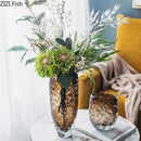 Gradient Amber Glass Vase by Axyaa for Living Room Flowers Arrangement