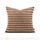 Axyaa Hand-Woven Leather Pillow & Cushion Set in Orange Coffee Color