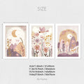 Boho Flowers Sun Moon Wall Art Canvas Print Set by Axyaa