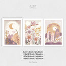 Boho Flowers Sun Moon Wall Art Canvas Print Set by Axyaa