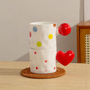 Axya Heart-Shaped Ceramic Coffee Mug – Cute Cartoon Design for Girls & Birthday Gift