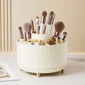 Axyaa Desktop Pen Holder: 5-Slot Rotating Brush Cup for Stationery & Makeup Storage
