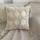 Moroccan Beige Fringe Tufted Pillow Case for Chic Home Decor by Axyaa