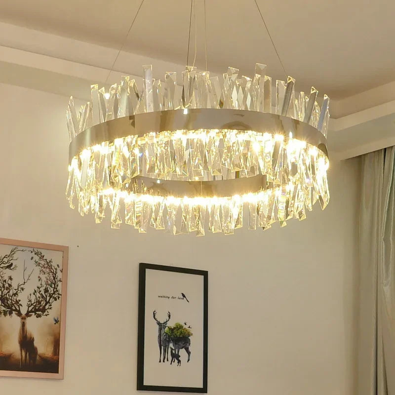 Axyaa Nordic Luxury Crystal Ceiling Chandelier LED Pendant Light