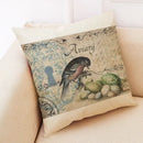 Axyaa Retro Flower Bird Linen Pillowcase Car Seat Cushion Cover Living Room Sofa