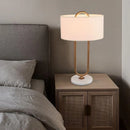 Axyaa Marble Base Table Lamp White Fabric Lampshade