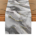 Pink Champagne Gold Textured Table Runner by Axyaa: Elegant Grey Marble Design for Stylish Tables