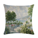 Axyaa Flower Pattern Cushion Cover Cotton Linen Throw Pillow Case for Home Sofa Decor