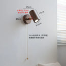 Axyaa Rotatable Walnut Wood Wall Lamps, Adjustable LED Spotlight Sconce Light, Pull Switch Indoor Fixtures