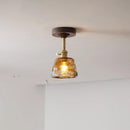 Axyaa Amber Glass Copper LED Ceiling Lights for Modern Home Decor