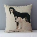 Axyaa Greyhound Printed Linen Cushion Cover - 45x45cm Square Sofa Bed Pillow