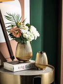 Axyaa Golden Ceramic Vase - European American Modern Home Decor & Flower Arrangement