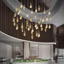 Axyaa LED Diamond Crystal Chandelier for Living Room Staircase - Gold Luminaire
