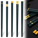 Axyaa Green Alloy Chopsticks Set - Non-Slip Reusable Japanese Chinese Sushi Sticks