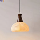 Axyaa Ceramic Wood LED Pendant Lights - Modern Hanging Lamp for Home Decor