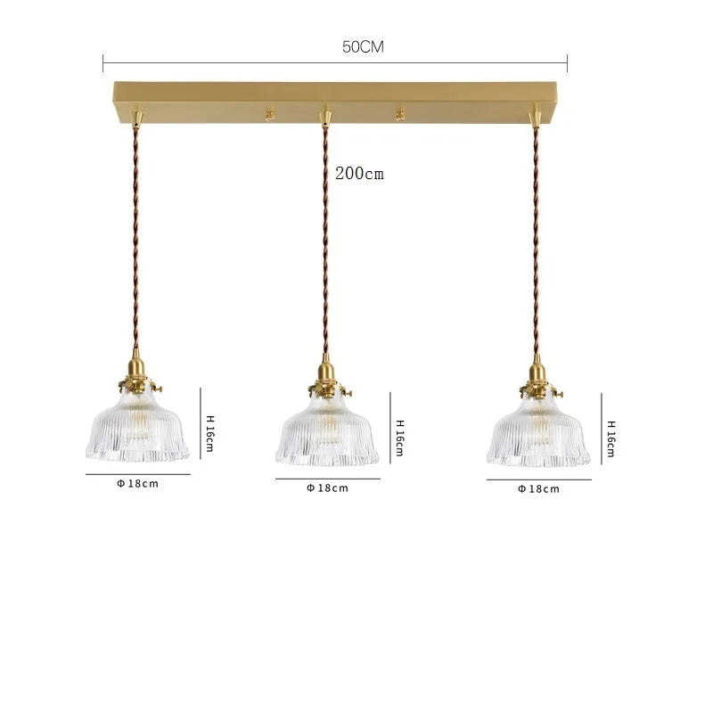 Axyaa Clear Glass LED Pendant Light: Nordic Style Copper Hanging Lamp