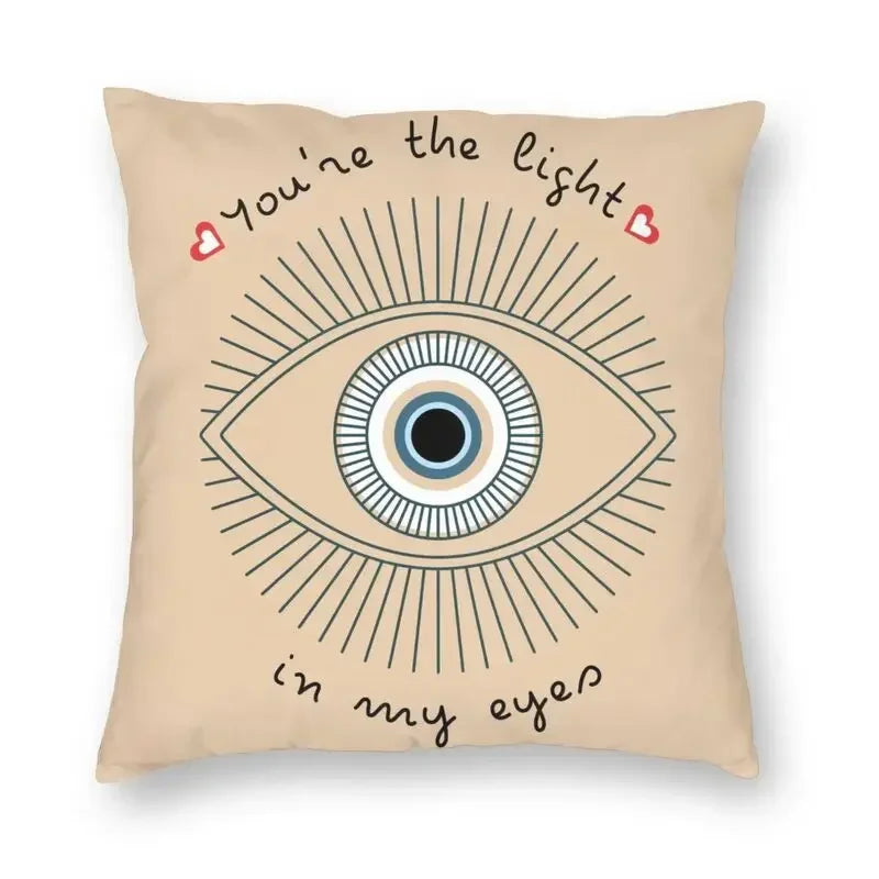 Evil Eye Black Art Cushion Cover Mystery Spirit Pillowcase by Axyaa