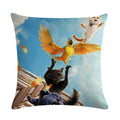 Axyaa Cartoon Cat Linen Pillow Cover for Leisure Sofa Chair Decor 45*45cm