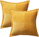 Axyaa Geometric Corduroy Pillowcase Yellow White Patchwork Splicing Home Decor