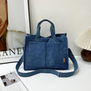 Axyaa Corduroy Shoulder Bag with Adjustable Strap - Multi-pocket Crossbody Tote Bag
