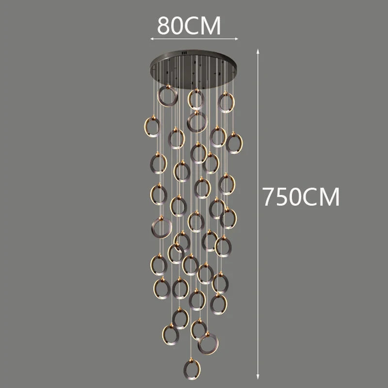Axyaa Staircase Chandeliers: Modern LED Pendant Light Lamps for Living Room