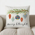 Axyaa Merry Bright Christmas Ornament Pillow Cover for Sofa Bedroom Car